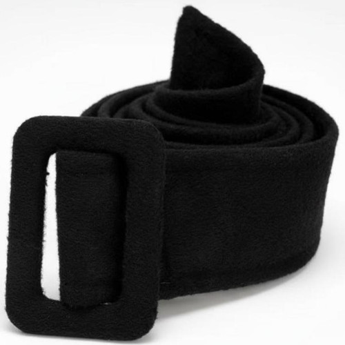 Black wool waist belt - waist,