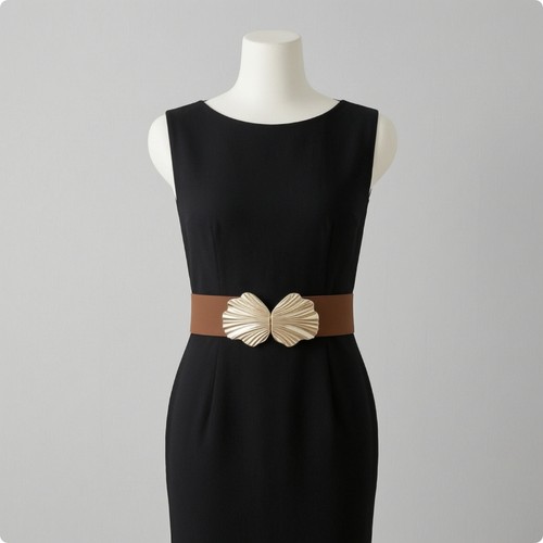 Elastic waist belt gold tone - waist,