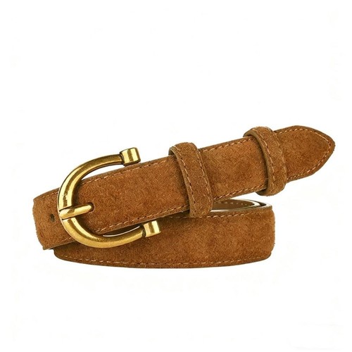 Pin buckle suede leather belt - buckle,