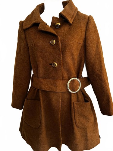 Vintage 70s camel - wool, belted